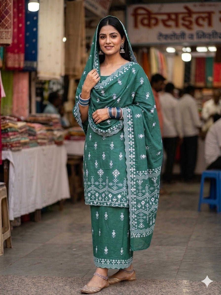 Jaipur’s Trending Pure Mul Cotton 3-Piece Suit Set | Comfortable Luxury | sizes XS–8xl