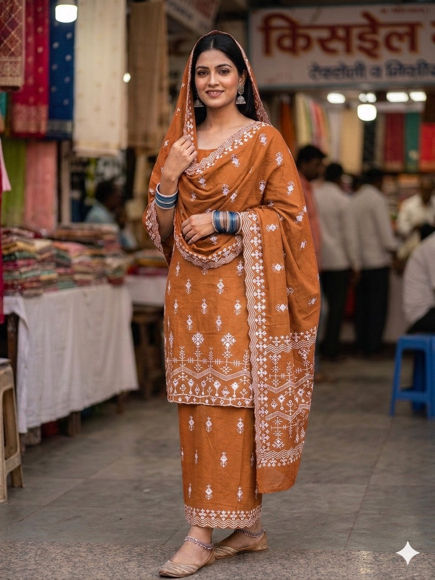Jaipur’s Trending Pure Mul Cotton 3-Piece Suit Set | Comfortable Luxury | sizes XS–8xl